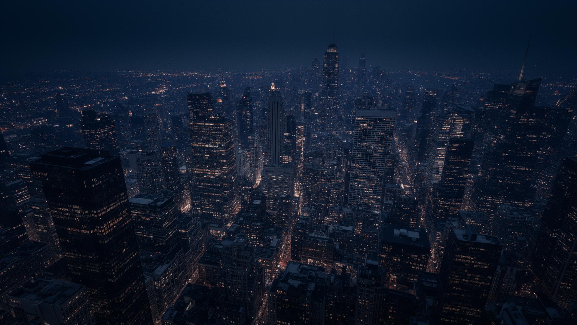 Skyline financeiro noturno